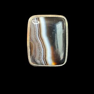 .925 Silver Overlay Black/White Striped Onyx Size 6.75